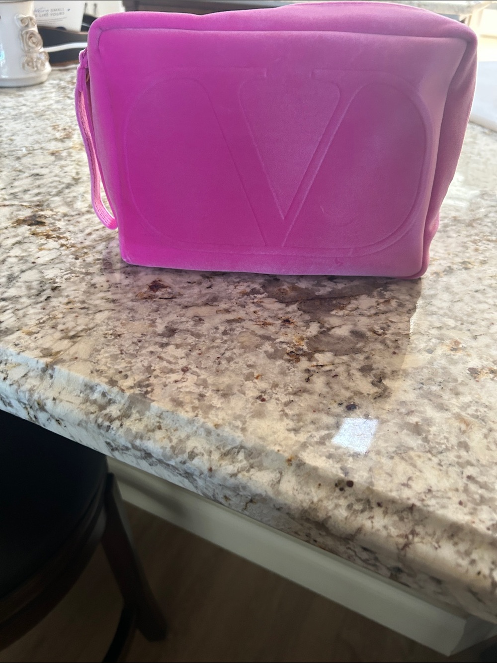 Valentino Hot Pink Embossed V Logo Pouch